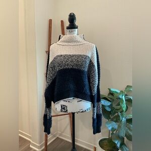 Free People Black & Cream Colorblock Sweater